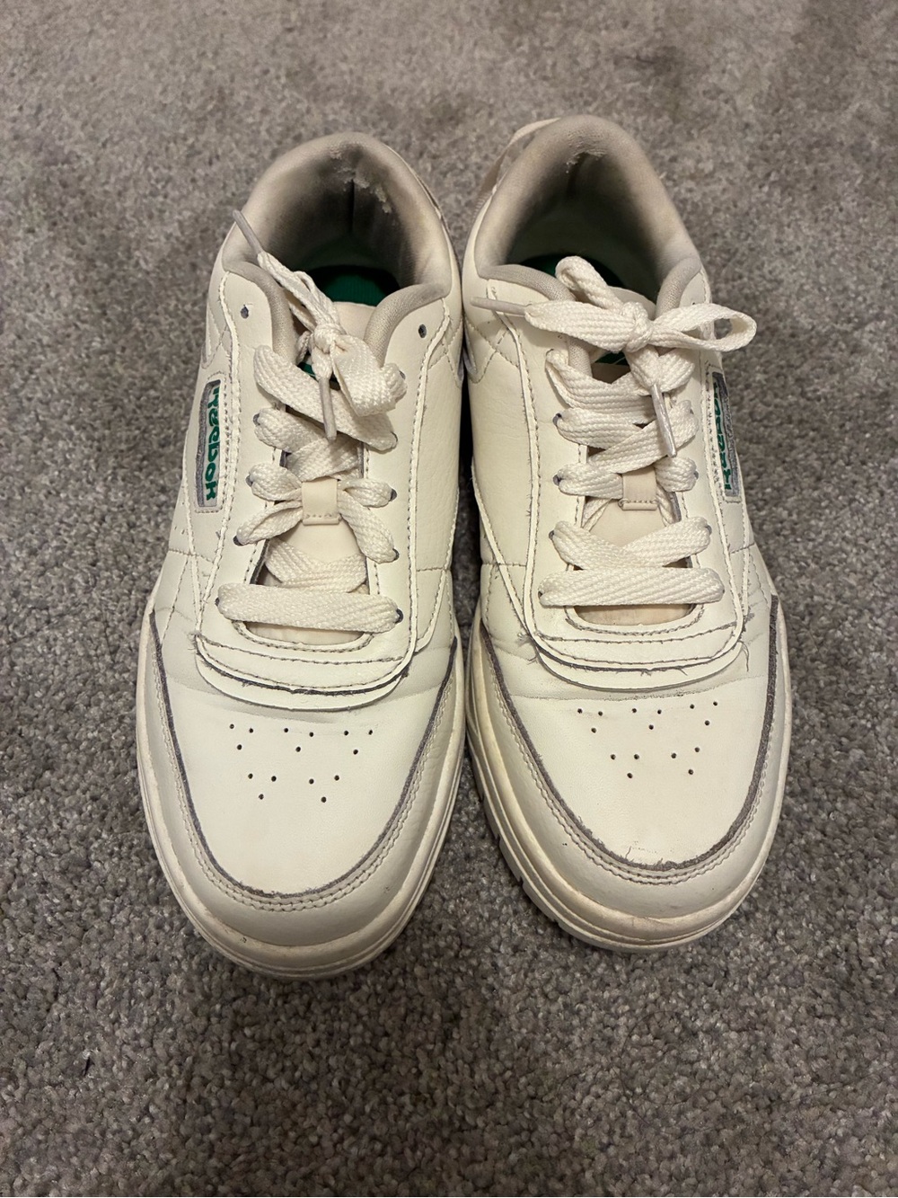 Reebok White Sneakers with Green Logo Accent